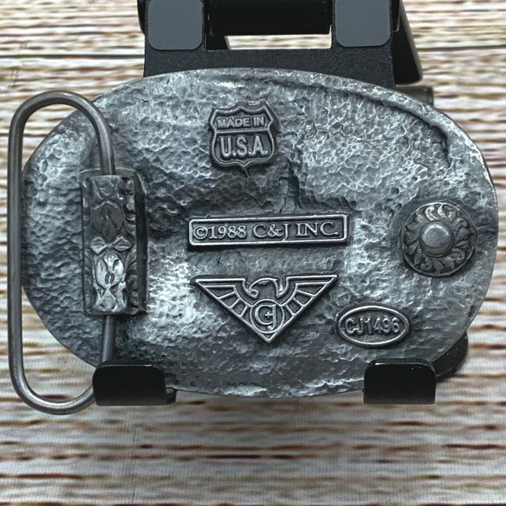 Vintage 1988 Texas Belt Buckle Lone Star State Armadillo Rodeo‎ Cowboy USA Made